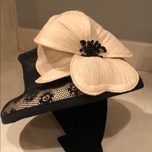 Black and Cream Flower Derby Hat